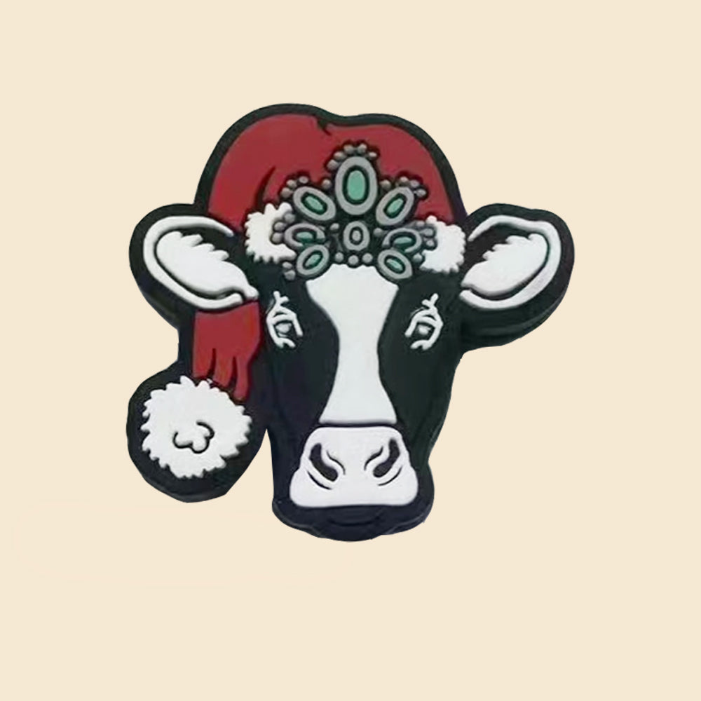 Wholesale 10pcs Christmas Cow Pattern Silicone Beads